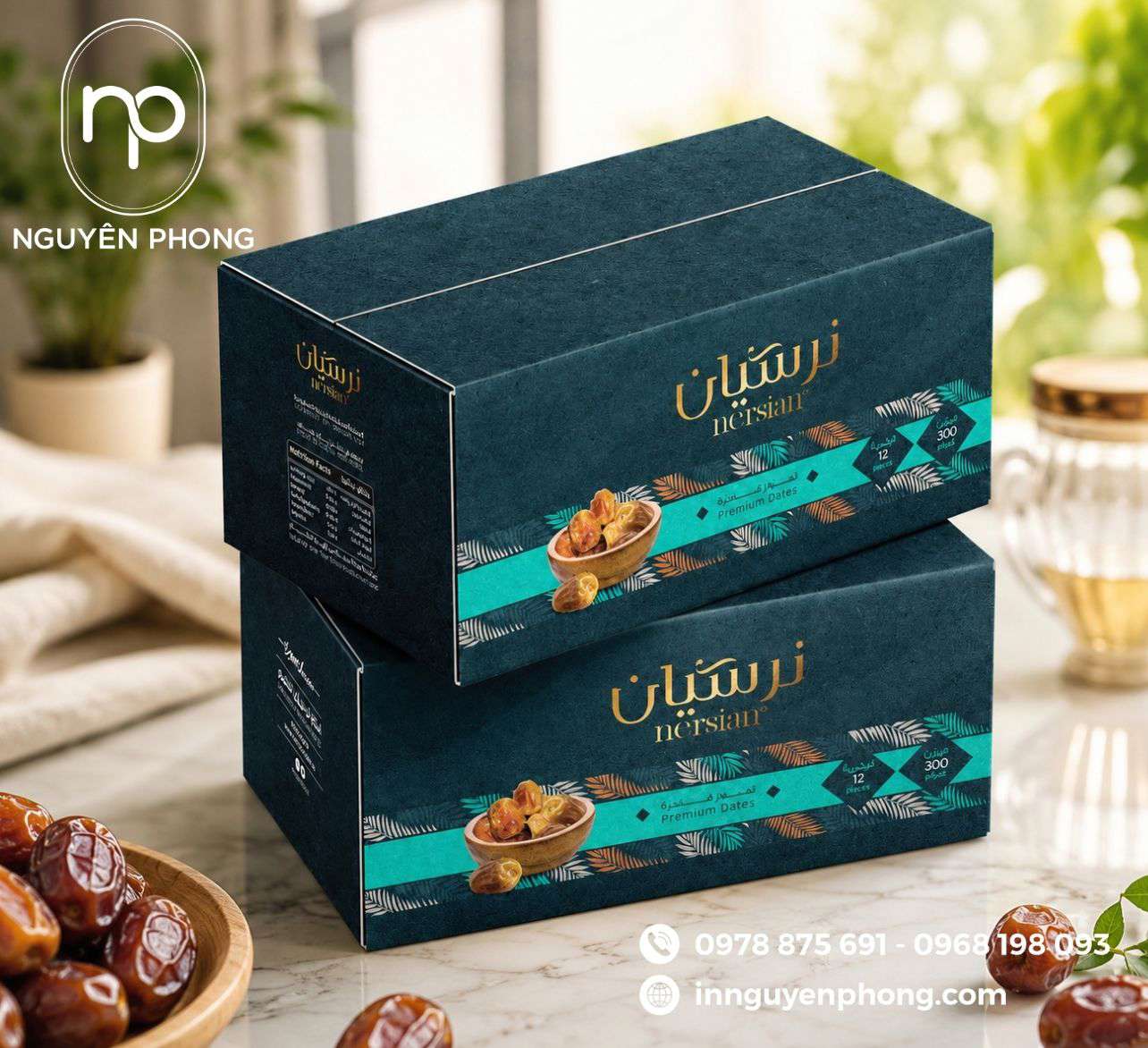 Mẫu in hộp chà là lớn